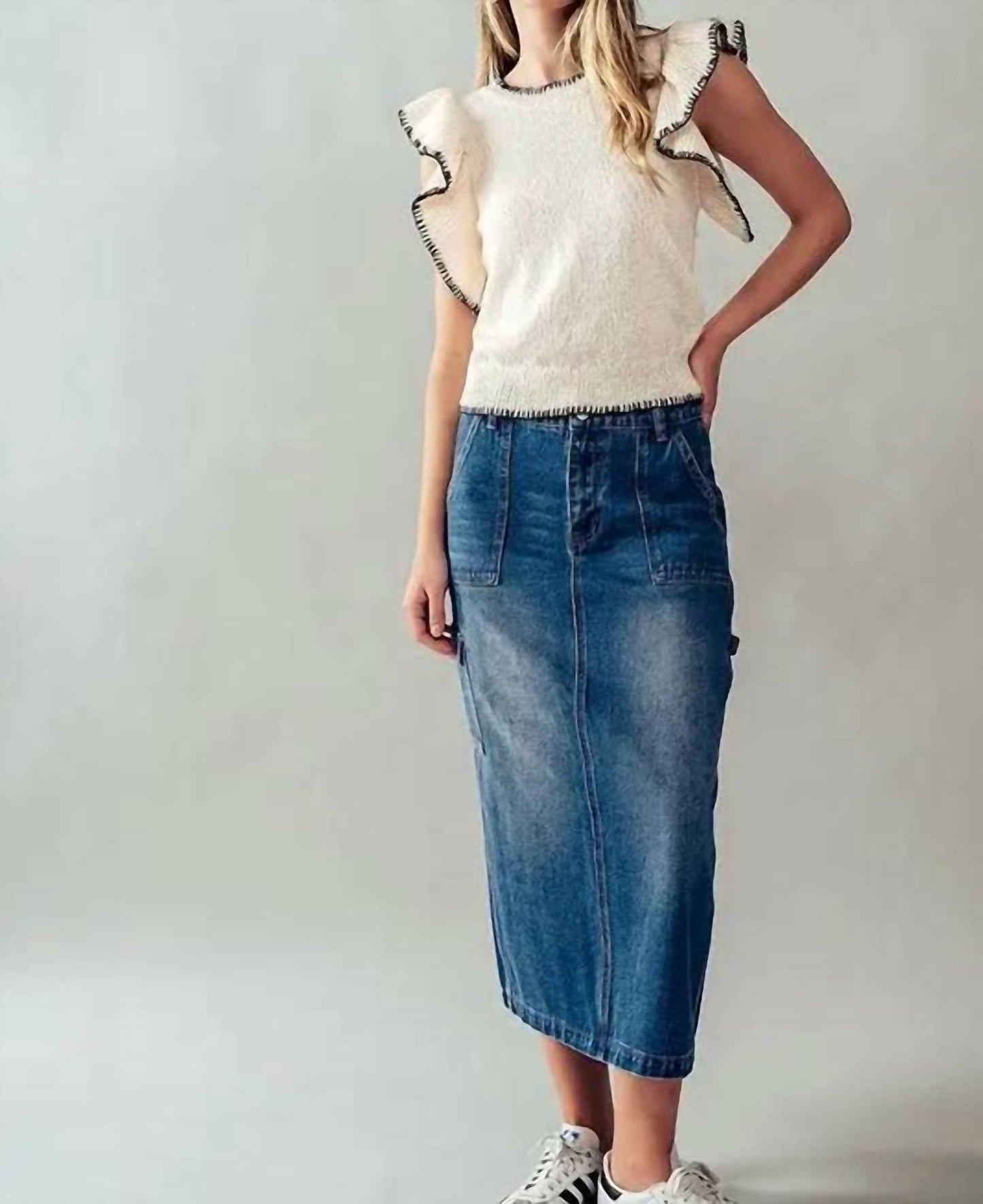 Angel Kiss - Cargo Jean Maxi Skirt