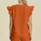 Double Take - Ruffle Sleeve Top And Short Set