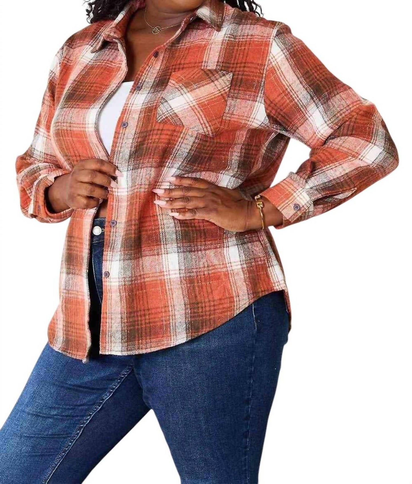 Double Take - Plaid Button-Up Shirt with Contemporary Flair