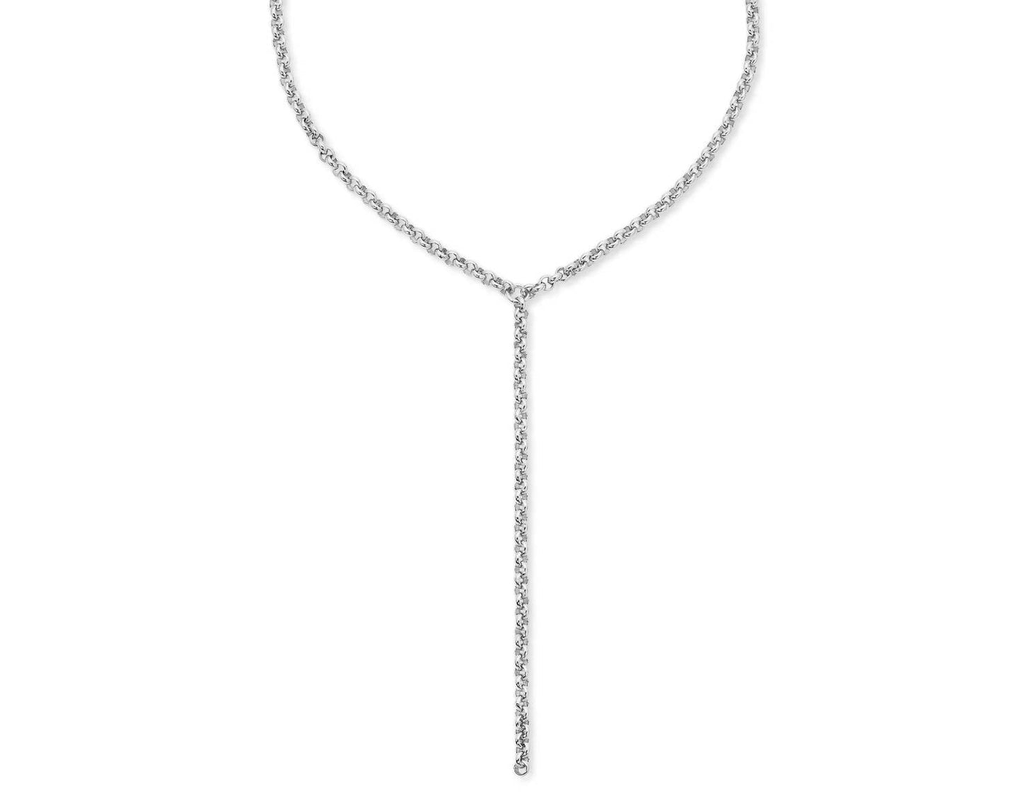 Eklexic - Women's Micro Royal Rolo Chain Lariat Necklace