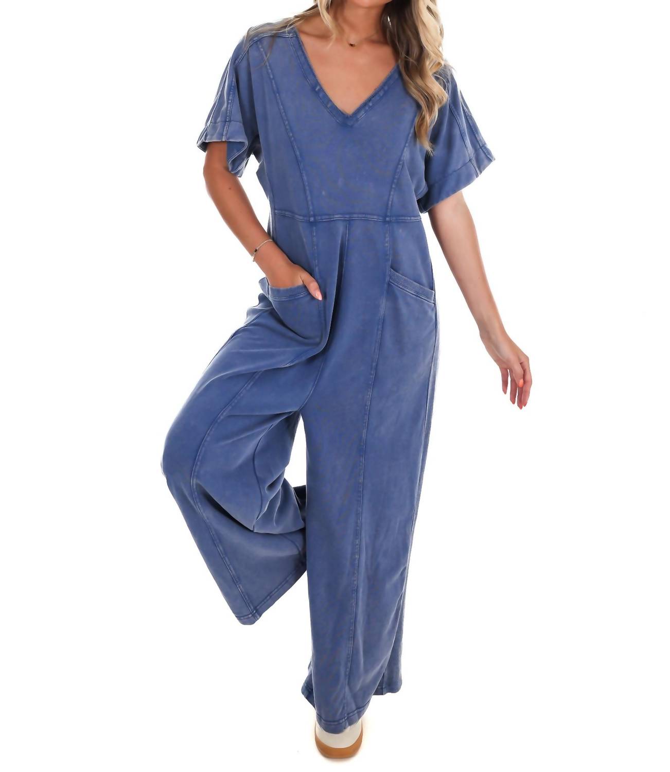 Umgee - Easy Living V-Neck Jumpsuit