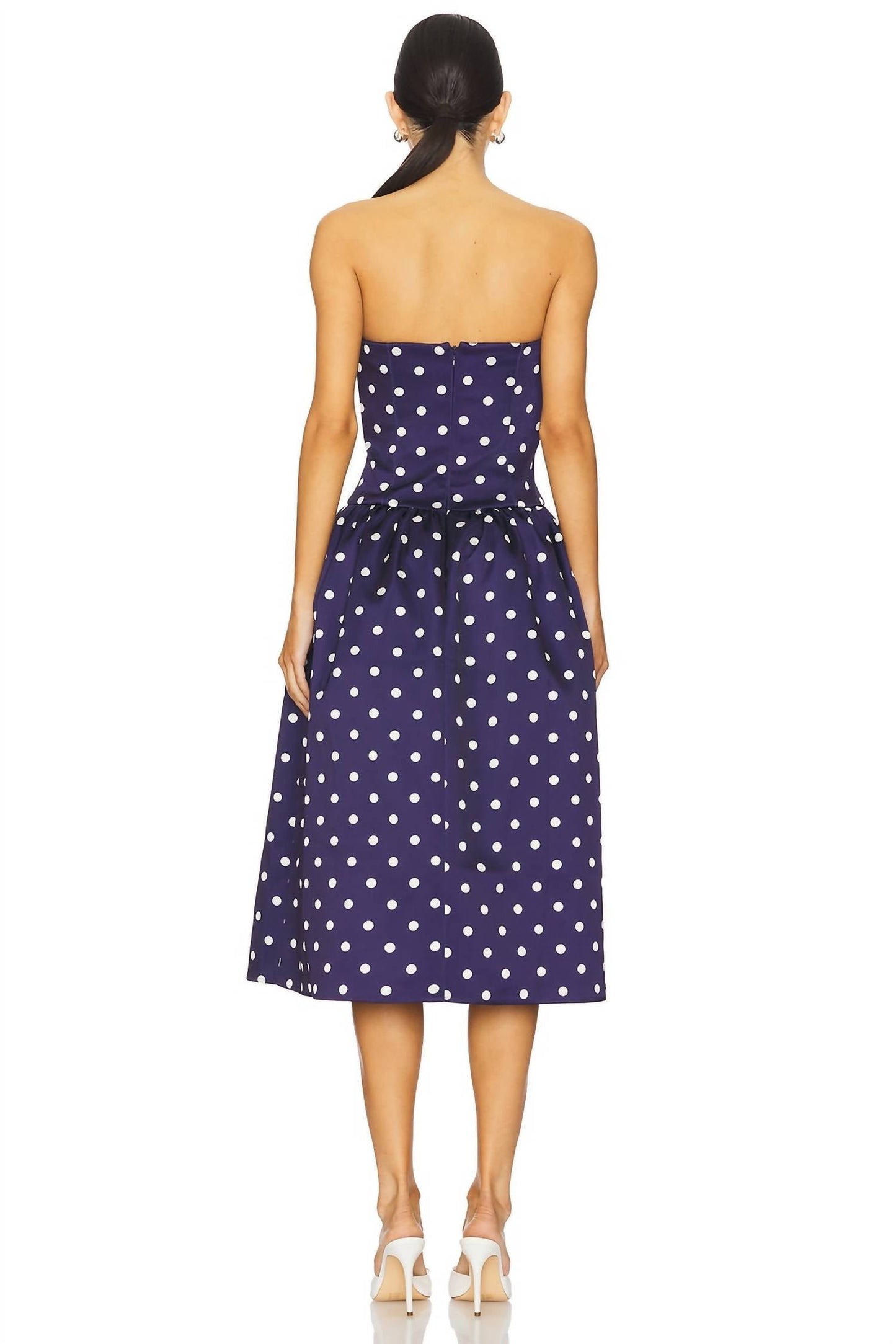 Self-Portrait - Polka Dot Satin Midi Dress