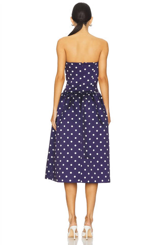Self-Portrait - Polka Dot Satin Midi Dress