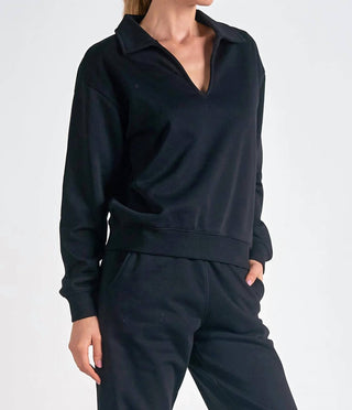 Elan - Long Sleeve Collared Top