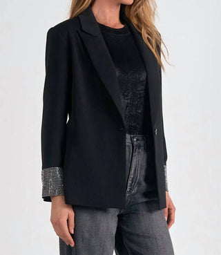 Elan - Eloise Rhinestone Cuffs Blazer