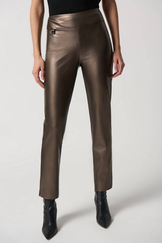 Joseph Ribkoff - Metallic Faux Leather Slim Fit Pull-On Pants