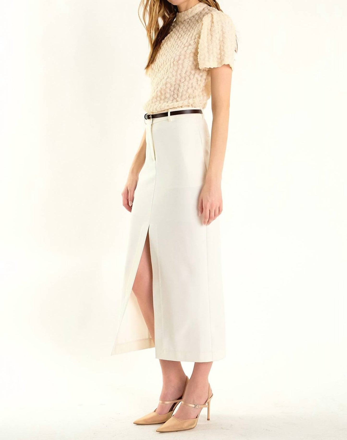 2.7 August Apparel - Textured Mock Neck Top