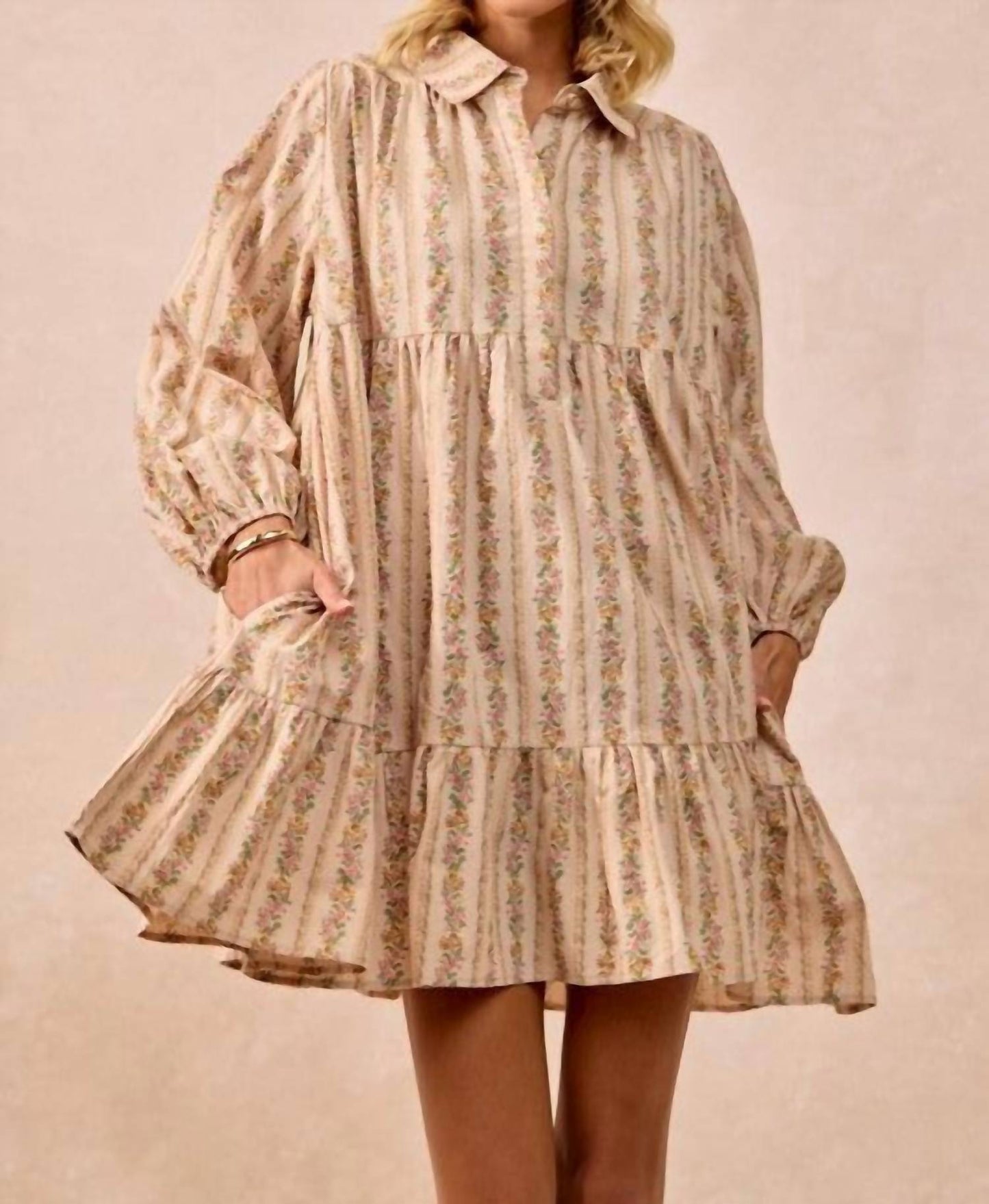 Bibi - Floral Print Buttoned Shirt Dress