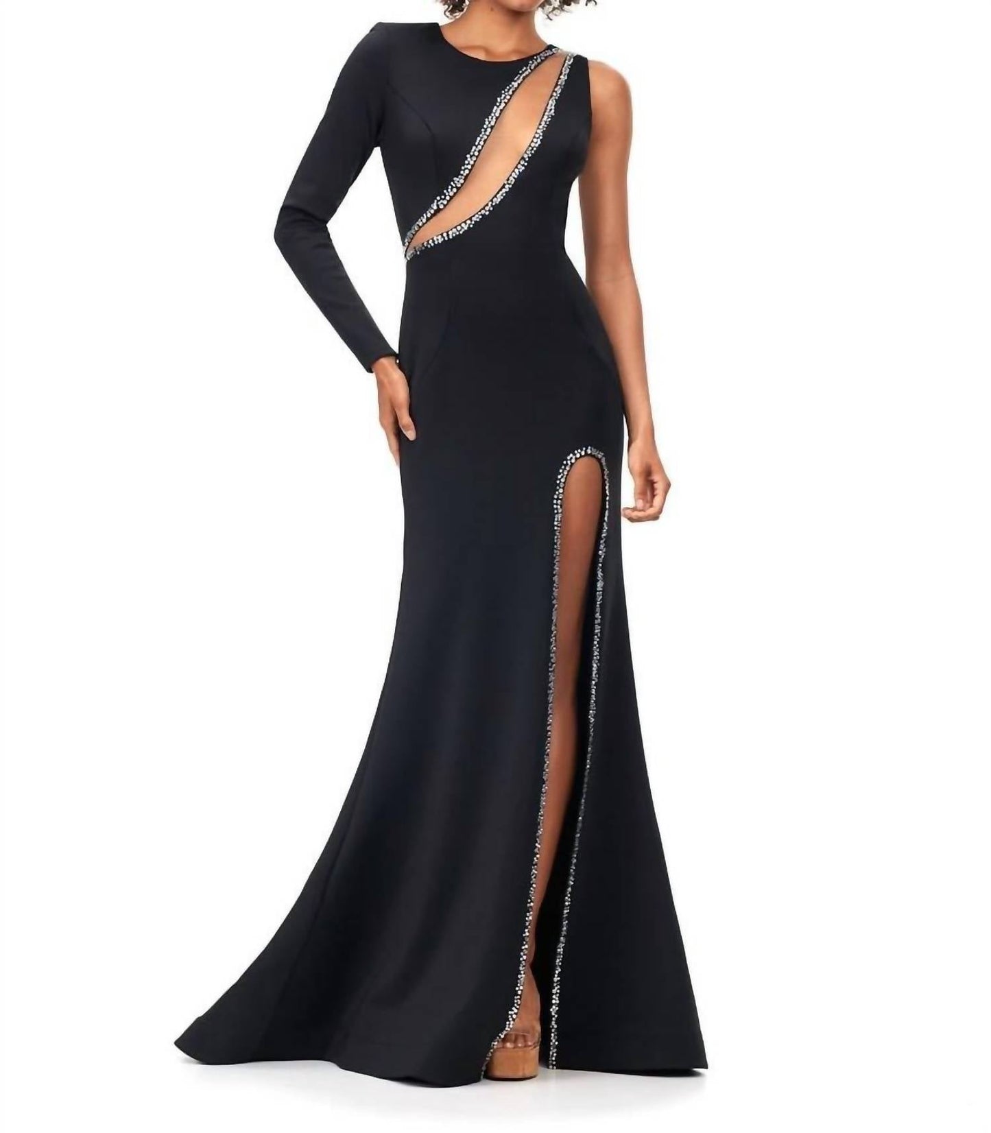 Ashleylauren - One Sleeve Jersey Gown