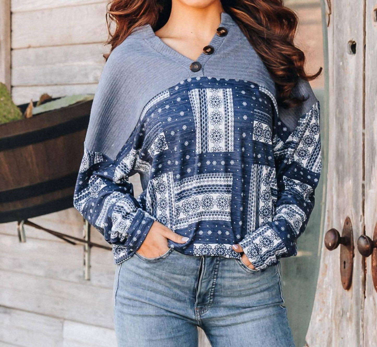 Grace + Emma - Sweetly Thinking Henley Shirt