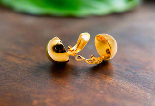 Italian Silver Gold-Dipped Clip Ball Earrings