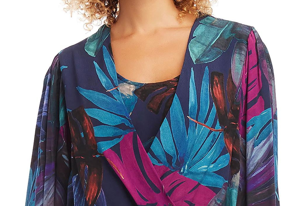 Karen Kane Printed Drape Front Top Multi
