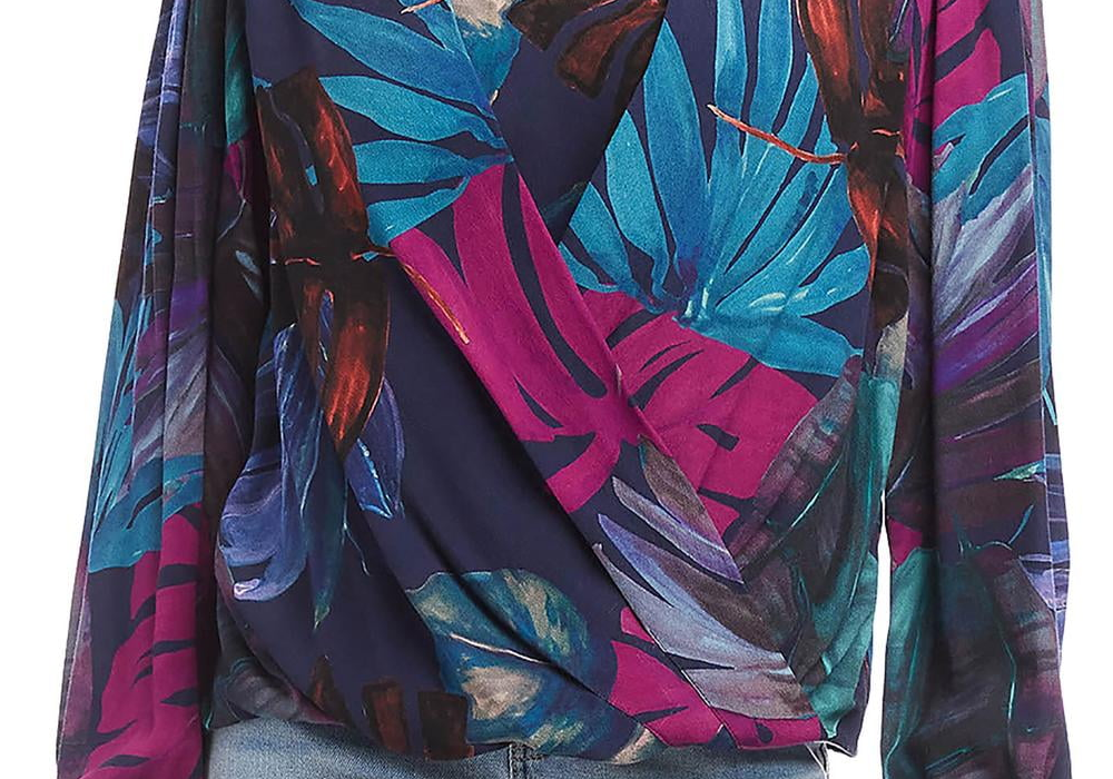 Karen Kane Printed Drape Front Top Multi