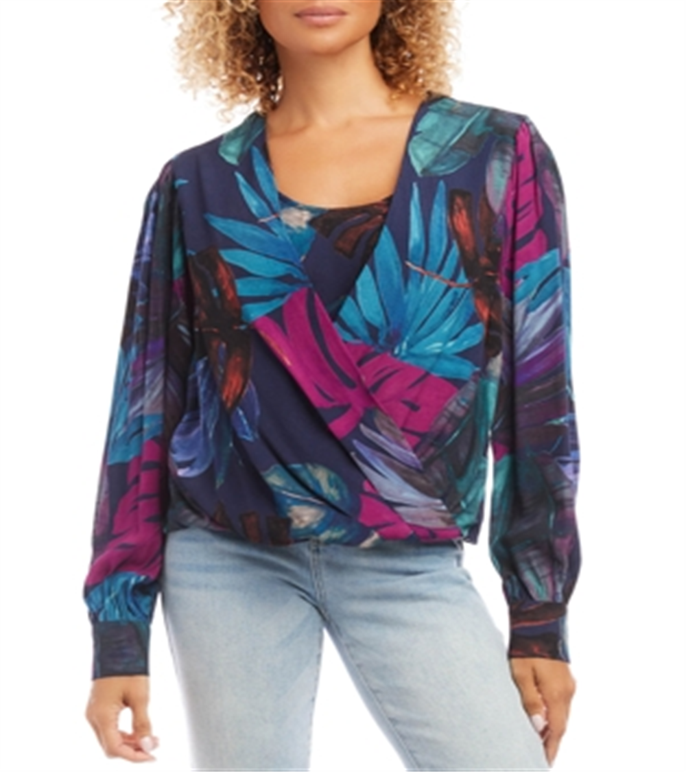 Karen Kane Printed Drape Front Top Multi