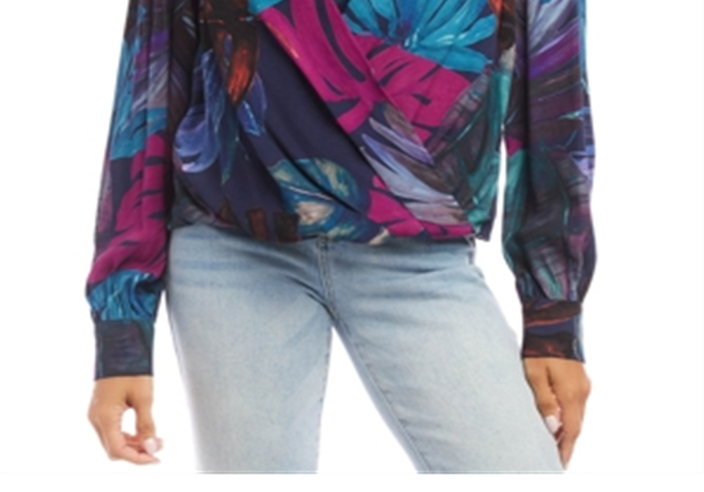 Karen Kane Printed Drape Front Top Multi