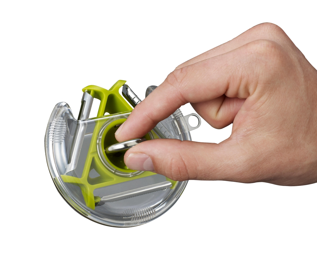 Kitchen Vegetable Peeler, Grater and Round Slicer Tri Blade Handheld Rotary with Julienne Blade for Super Thin Strips