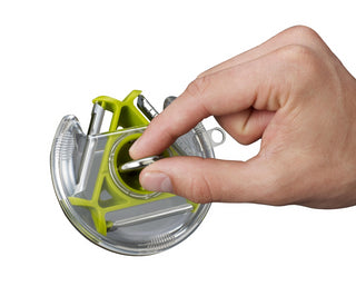 Kitchen Vegetable Peeler, Grater and Round Slicer Tri Blade Handheld Rotary with Julienne Blade for Super Thin Strips