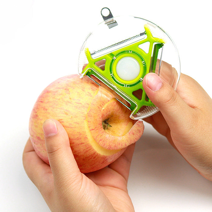 Kitchen Vegetable Peeler, Grater and Round Slicer Tri Blade Handheld Rotary with Julienne Blade for Super Thin Strips