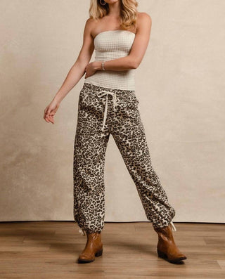 Bibi - Leopard Print Drawstring Pants