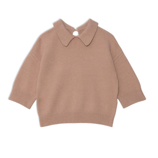 Deux Par Deux - Collared Three-Quarter Knit Top