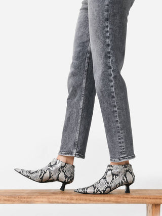 Ganni - Women's Faux Snake Crop Ankle Boot