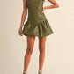Klesis - Faux Leather Chevron Drop Waist Mini Dress