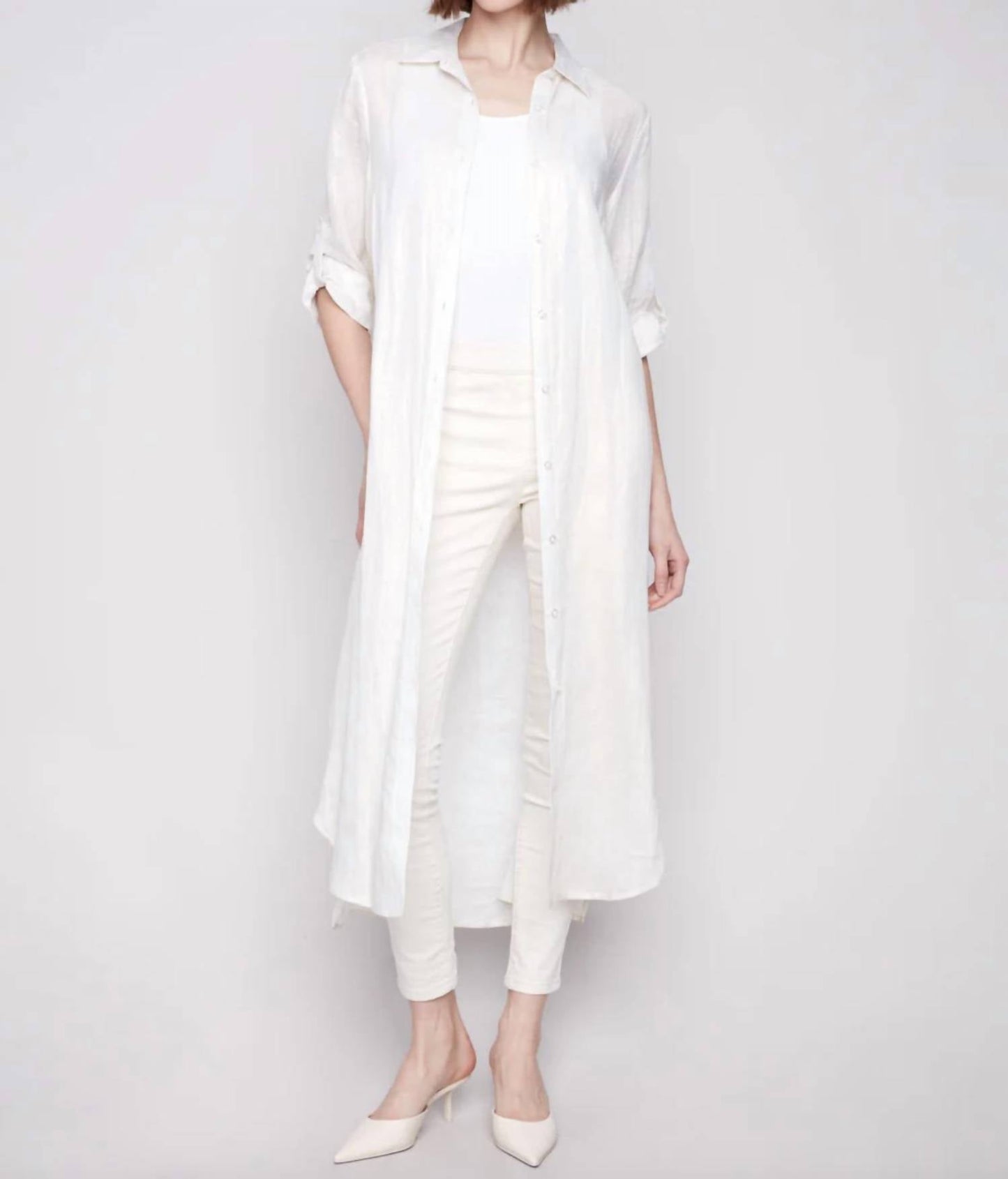 Charlie B - Foil Print Linen Blend Tunic