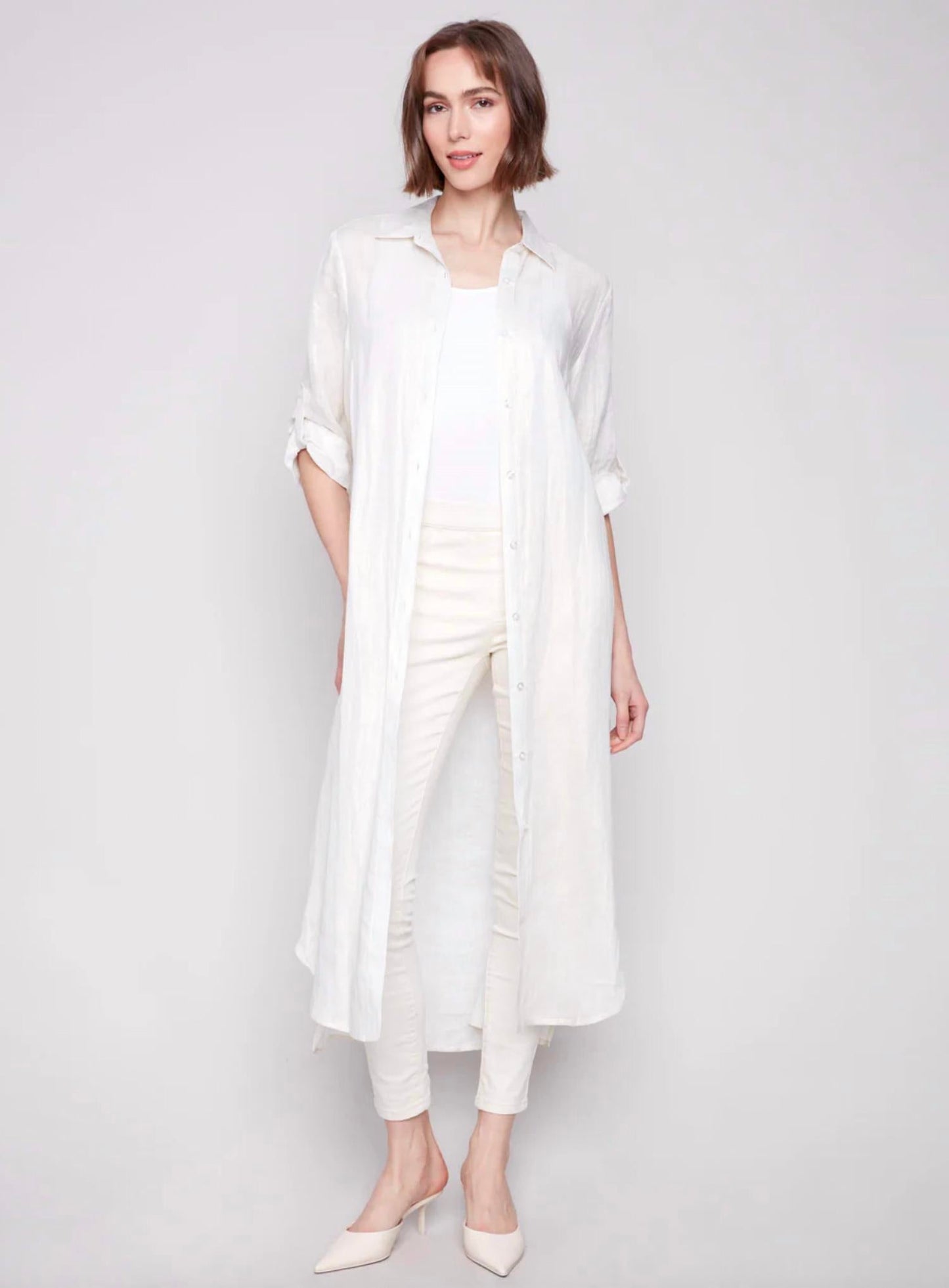 Charlie B - Foil Print Linen Blend Tunic