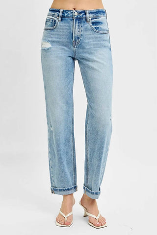 Risen - Full Size High Rise Ankle Boyfriend Distressed Jeans Plus Size