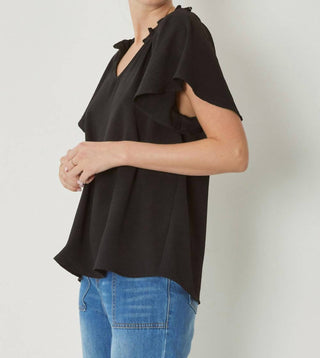 Entro - Ruffled Flutter Sleeve Blouse