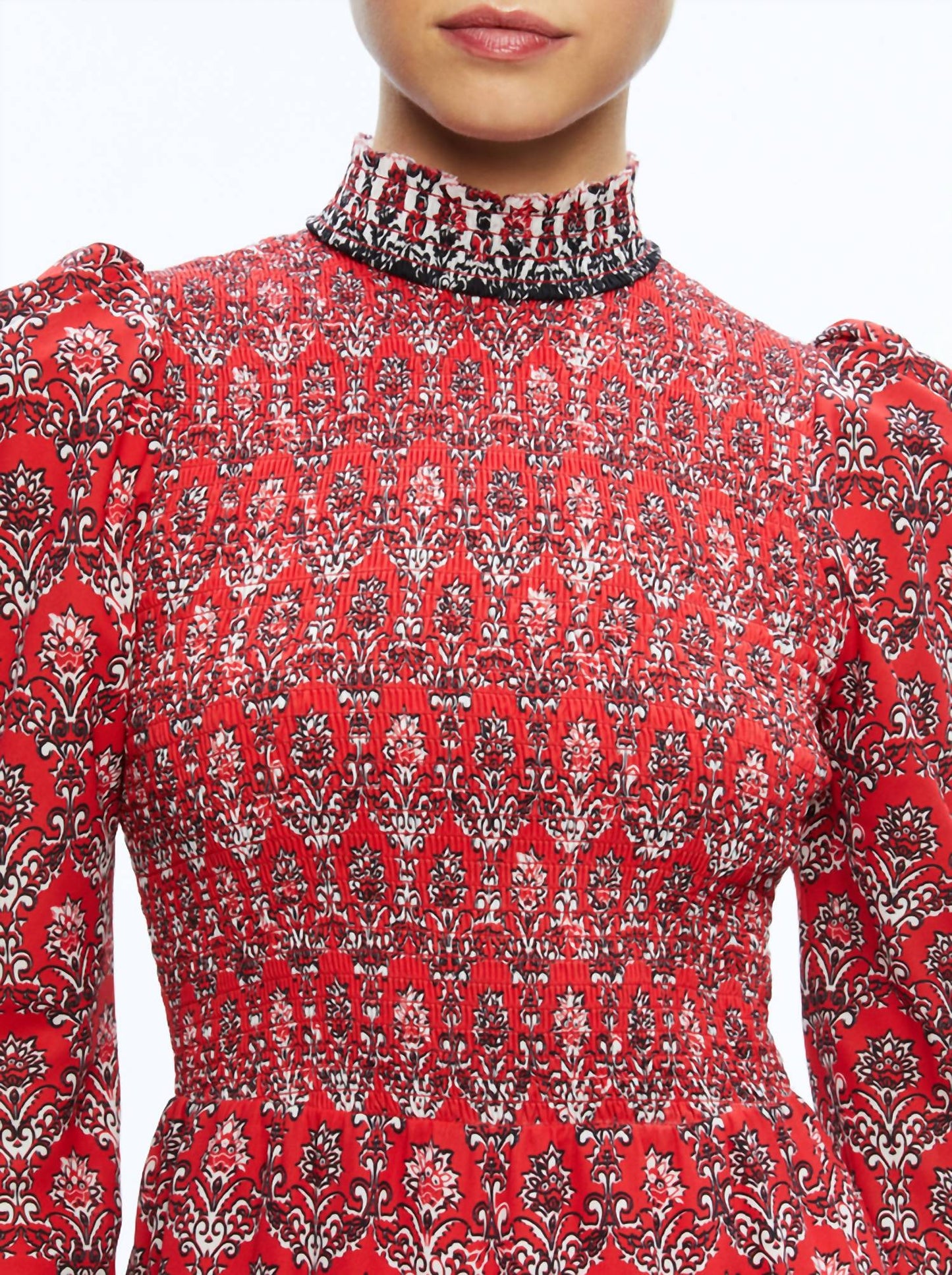 Alice + Olivia - Elvira Smocked Bodice Mini Dress