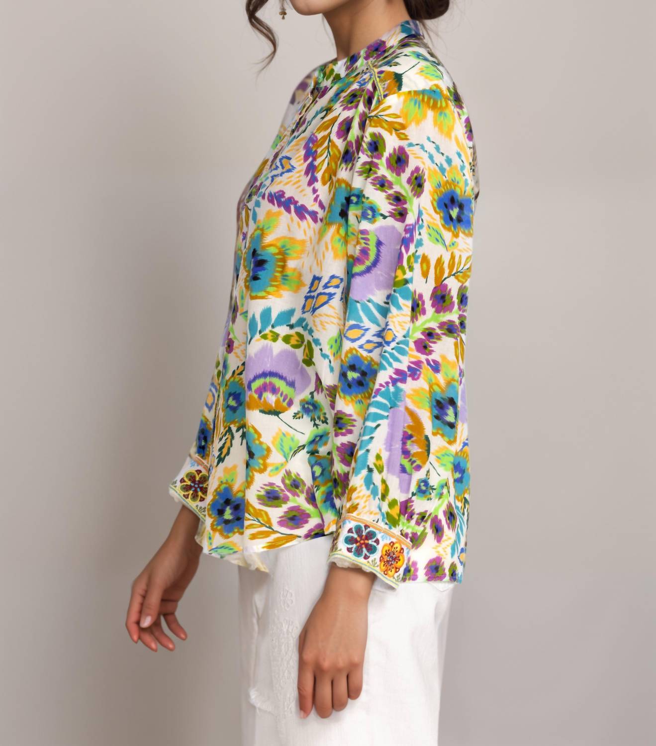 Johnny Was - Ikat Bloom Shirred Yoke Blouse