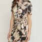 Entro - Satin Paisley Short Faux Wrap Dress