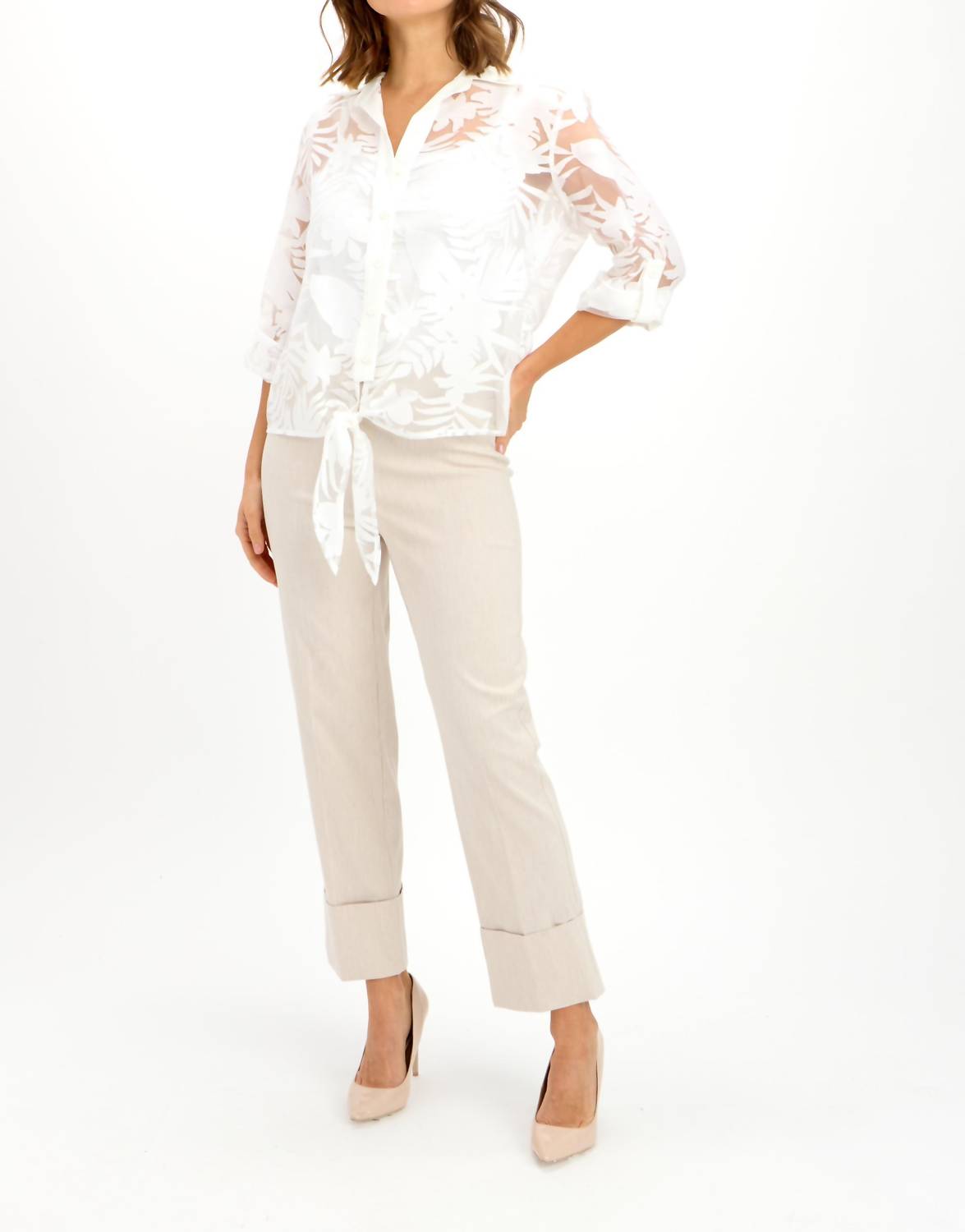 Frank Lyman - Leaf Patterned Tie Shirt
