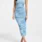Good American - Ruched Mesh Midi Dress
