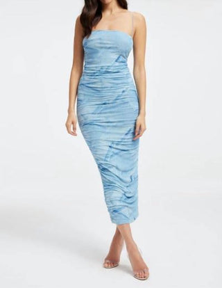 Good American - Ruched Mesh Midi Dress