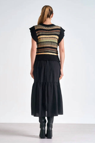 Elan - Crew Neck Midi Sweater Dress