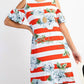 143 Story - Bold Stripe Floral Cold Shoulder Dress