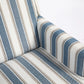 Upholstered Accent Chair with Striped Linen Fabric and Nailhead Trim