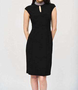 Joseph Ribkoff - Embellished Choker Collar Sheath Dress