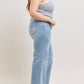 Judy Blue - Mid Rise Retro Fold-over Waistband Wide Leg Jeans