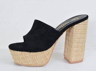 Stella Shoes - Open Toe Slip On Chunky Heels