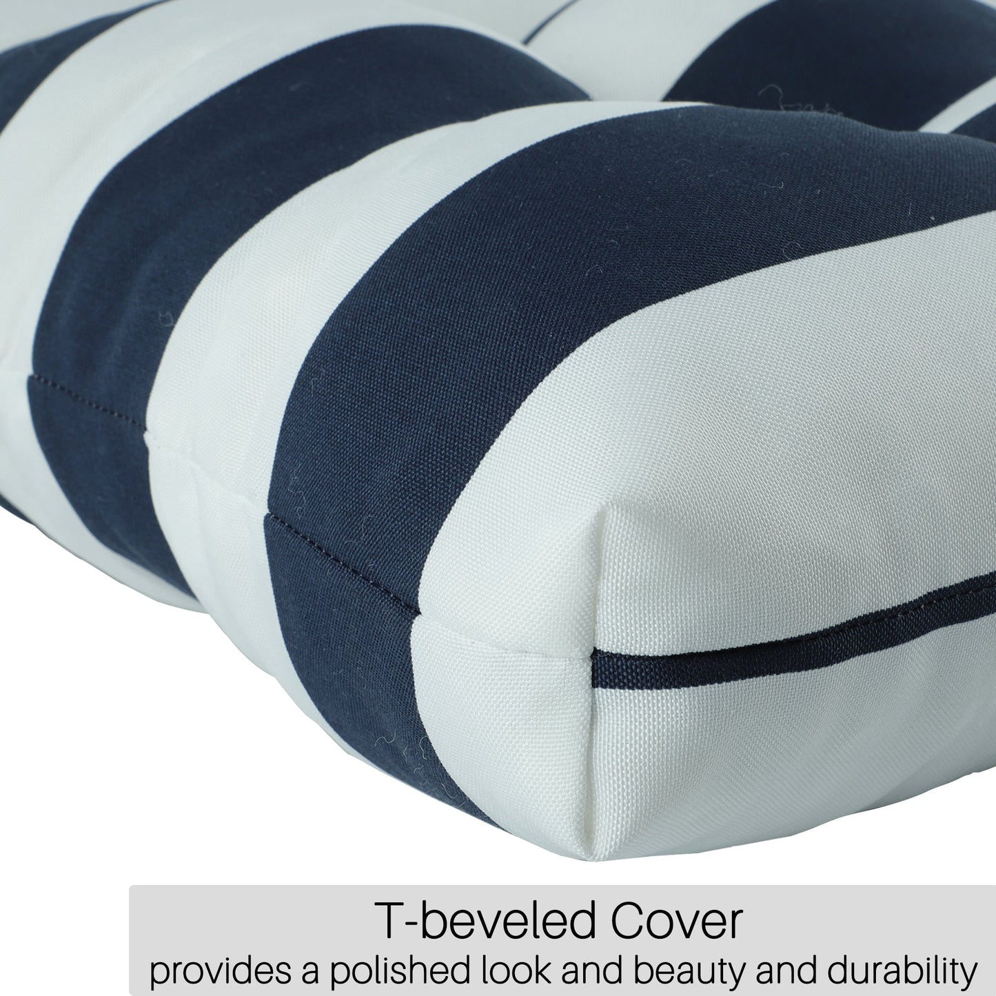 2-Piece High Back Chair Cushion Set, Navy Blue/White