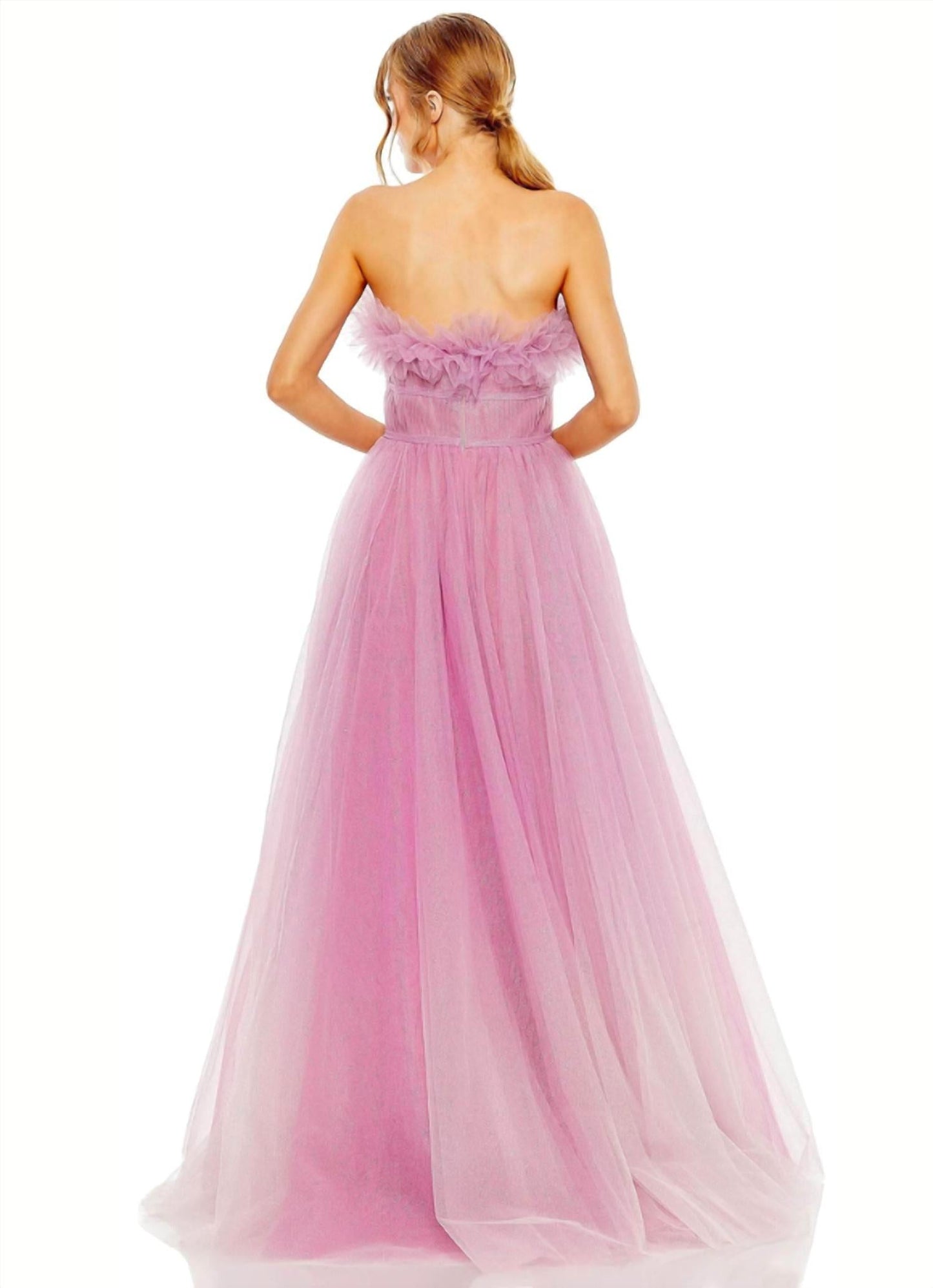 Mac Duggal - Strapless Glitter Tulle Ballgown