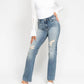 Judy Blue - High Waist Dad Straight With Harsh Tint & Destroyed