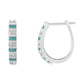 10k White Gold Round and Blue Baguette 1/2 cttw Diamond Hoop Earrings (I-J Color, I2-I3 Clarity)