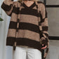 Adora - Stripes Knit Sweater With Scarf
