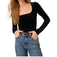 Project Social T - Dream Come True Square Neck Velvet Longsleeve Top