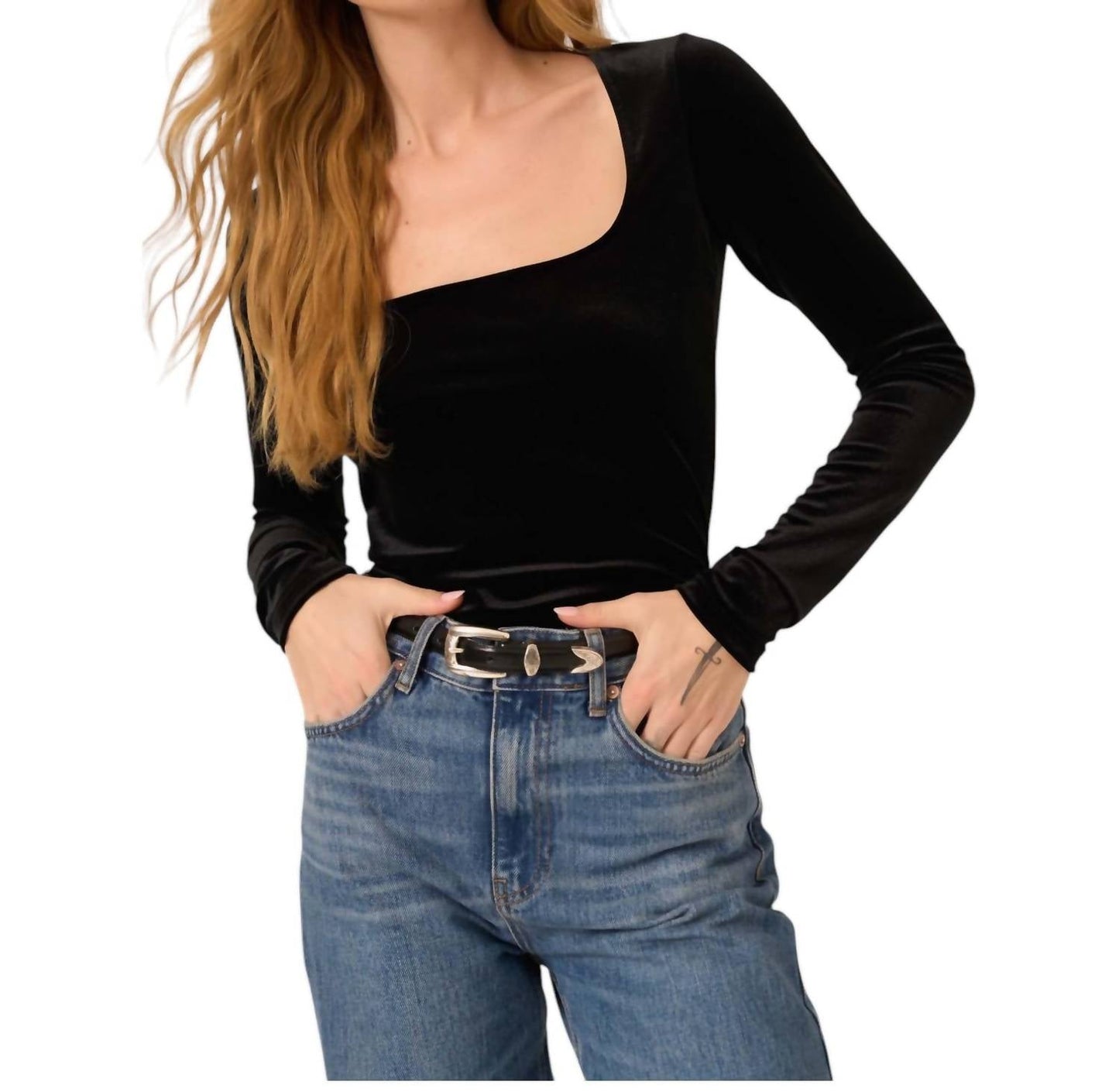 Project Social T - Dream Come True Square Neck Velvet Longsleeve Top
