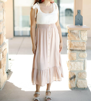 Blu Pepper - Mixed Media Button Down Midi Dress